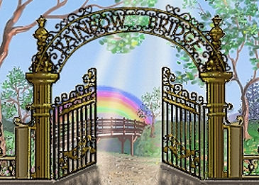 Garden gate leading to the rainbow bridge